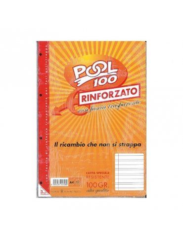 Ricambio Pool Fogli a Buchi Maxi Rinforzati Righe A 100 Gr. Cf.40