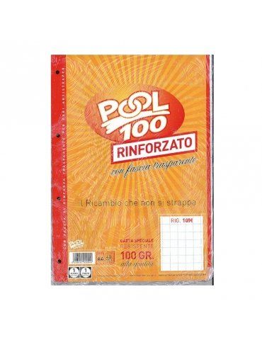 Ricambio Pool Fogli a Buchi Maxi Rinforzati Quadretti 1 Cm. 100 Gr. Cf.40