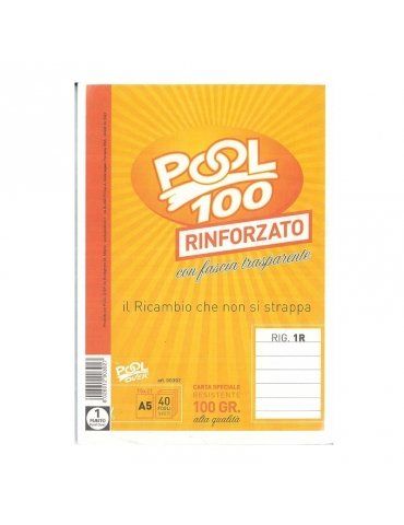 Ricambio Pool Fogli a Buchi Maxi Rinforzati Righe Senza Margine 100 Gr. Cf.40