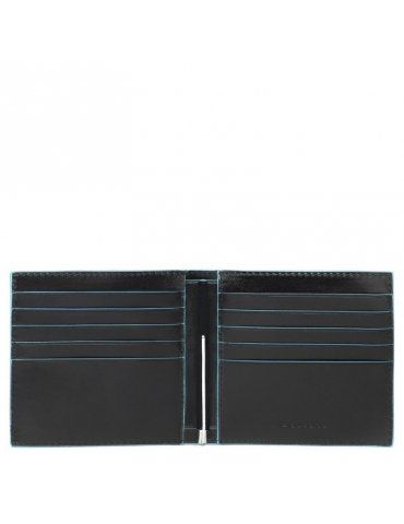 Portafoglio Piquadro in Pelle con Fermasoldi Centrale Nero