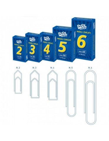 Fermagli Zincati Pool Over N°5 - Confezione da 100 Pezzi
