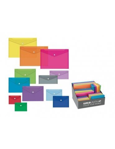 Busta con Bottone A5 Archivia Tinta Unita in PPL Confezione 5 Pezzi