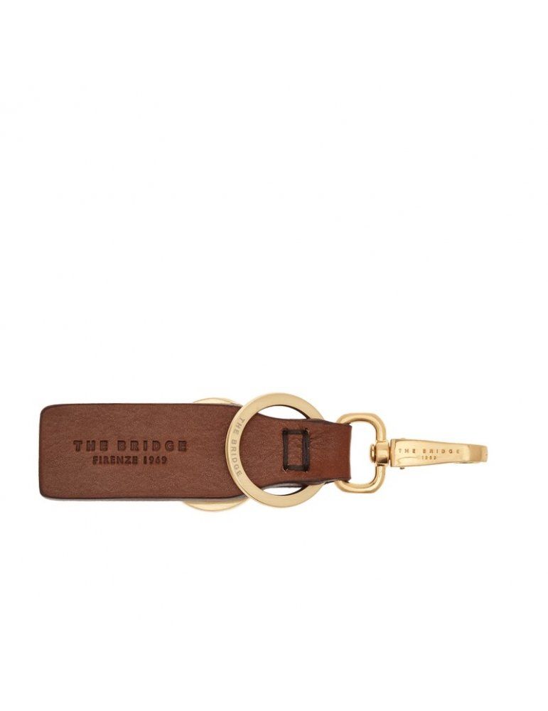 Portachiavi The Bridge In Pelle Nero – Anello Singolo Con Logo Oro, Accessorio Elegante E Compatto