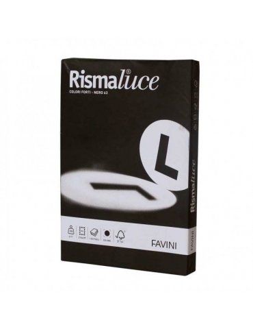 Cartoncino Rismaluce Favini A4 - nero 200 gr.- Risma 125 fogli
