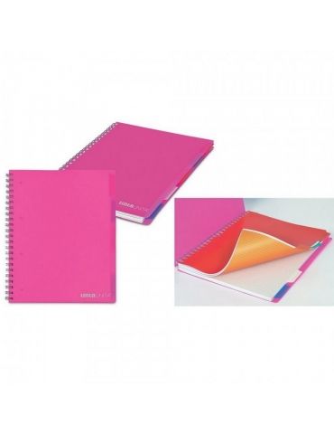 Quaderno Maxi Spiralato Tinta Unita in PPL con Fori + Divisori Colorati Righe 1R A4