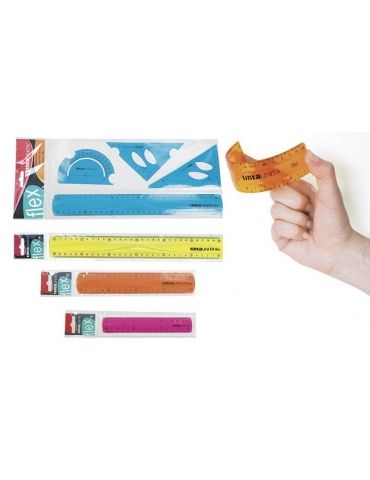 Set Flex Tinta Unita Righello + Squadre + Goniometro - Colori Assortiti