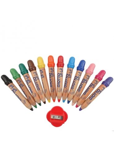 Matitoni Colorati Giotto Bebè FILA Confezione 12 Pezzi + Appuntamatitone Colorato