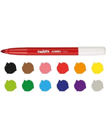 Pennarelli Colorati Carioca Jumbo Lavabili Confezione 12 Colori