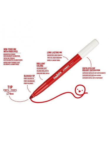 Pennarelli Colorati Carioca Jumbo Lavabili Confezione 24 Colori