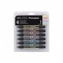Promarker Winsor & Newton 2 Punte Pastel Tones Set 6 Colori
