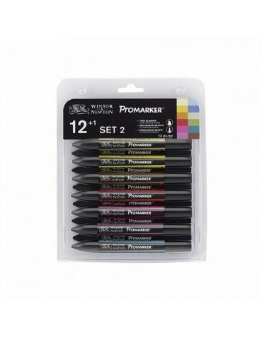 Promarker Winsor & Newton 2 Punte Set 12 Colori