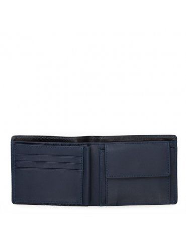 Portafoglio da uomo MyWalit grande con lente e protezione RFID Nero-Blu