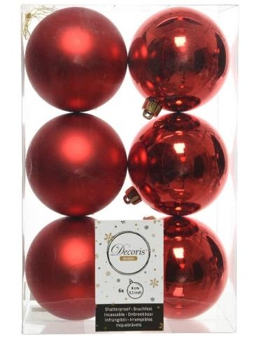Palline di natale Decoris Season - Christmas Red - 80 mm