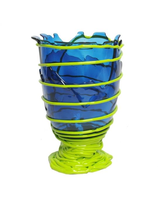 Pompitu II Vase Gaetano Pesce - Clear Blue, Matt Lime