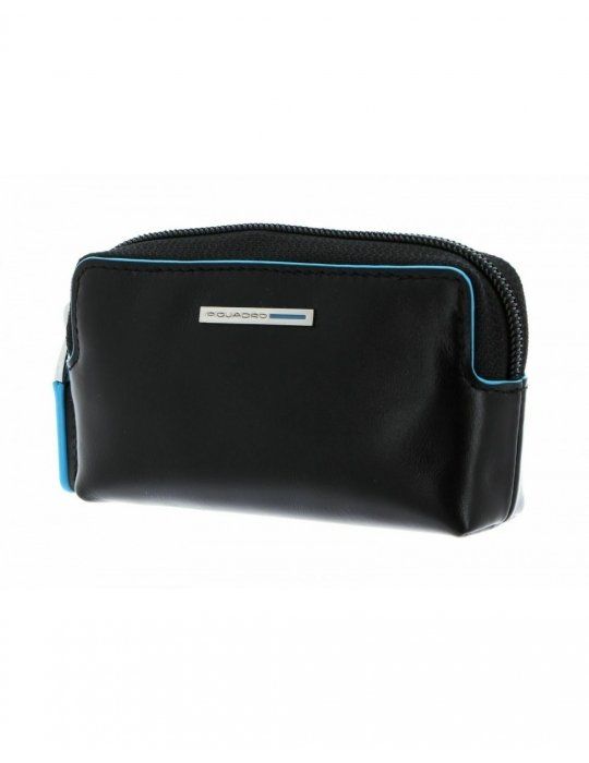 Astuccio Portachiavi Piquadro Blue Square con 2 Anelli Nero