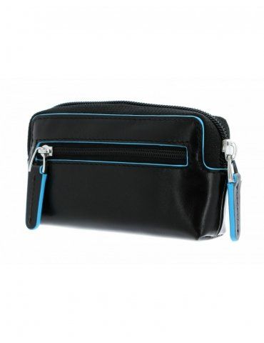 Astuccio Portachiavi Piquadro Blue Square con 2 Anelli Nero