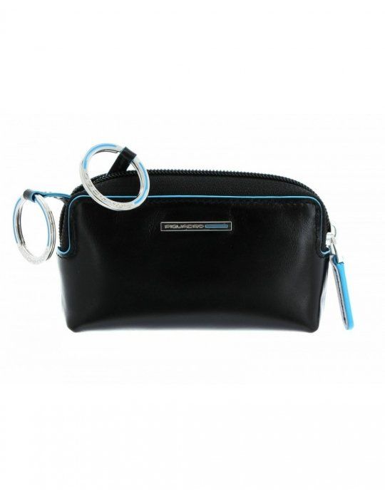 Astuccio Portachiavi Piquadro Blue Square con 2 Anelli Nero