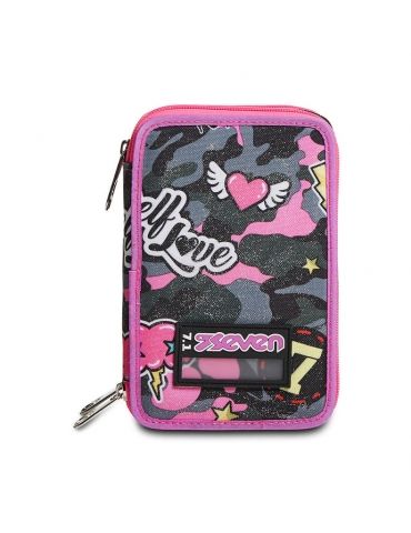 Astuccio Scuola 3 zip Seven - CAMOULOVE GIRL