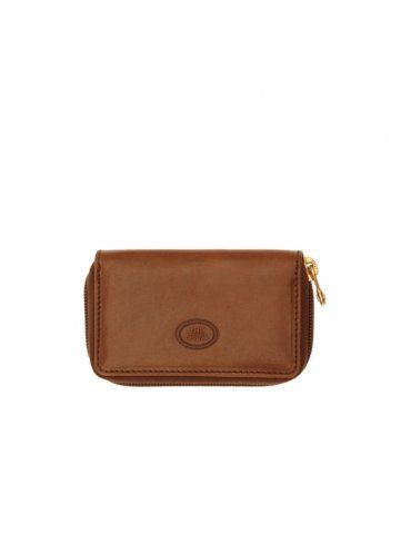 The Bridge Portachiavi Uomo In Pelle, Modello II, 12 Cm, Con Zip E Tasche, Marrone Cuoio, Articolo 0115250114