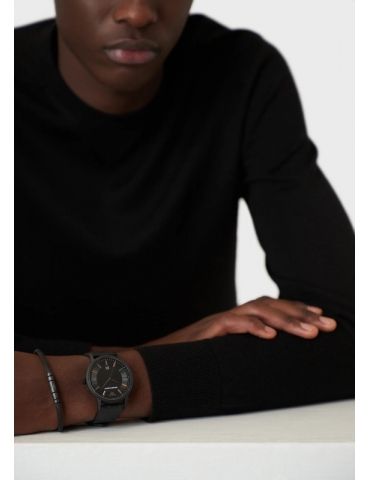 Orologio Uomo Emporio Armani Nero con Bracciale in Maglia di Acciaio