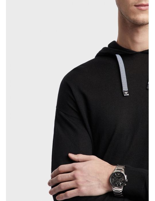 Orologio Cronografo Uomo Emporio Armani Acciaio Argento-Nero