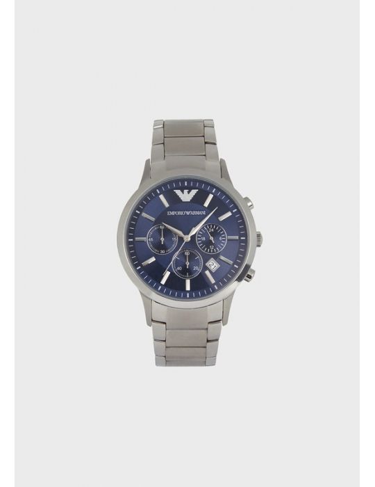 Orologio Cronografo Uomo Emporio Armani Acciaio Lucido Argento-Blu