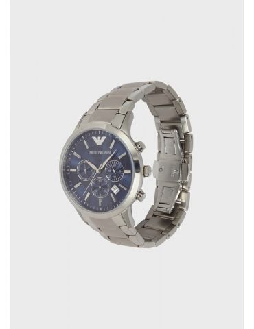 Orologio Cronografo Uomo Emporio Armani Acciaio Lucido Argento-Blu