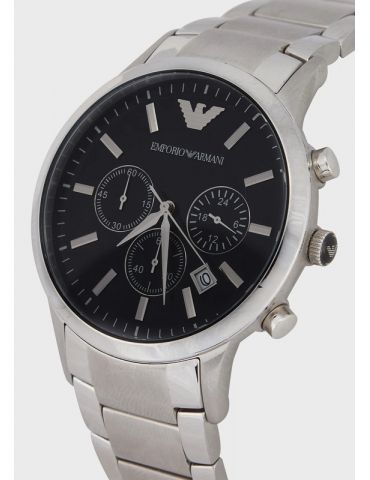 Orologio Cronografo Uomo Emporio Armani Acciaio Argento-Nero