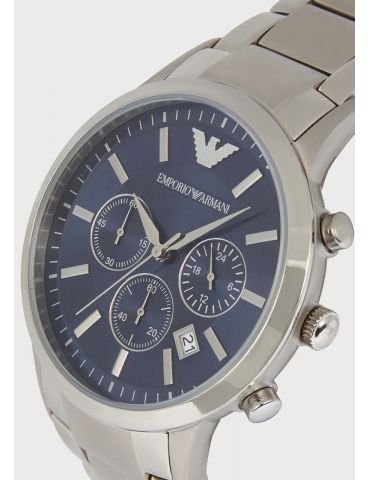 Orologio Cronografo Uomo Emporio Armani Acciaio Lucido Argento-Blu