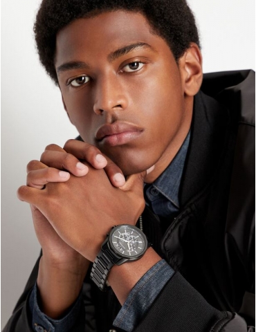 Orologio Cronografo Uomo Armani Exchange Nero con Bracciale in Acciaio