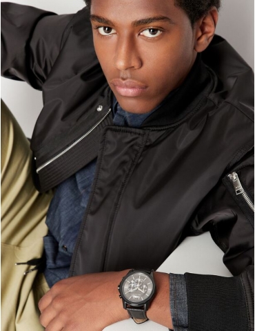 Orologio Cronografo Uomo Armani Exchange Nero con Cinturino in Pelle