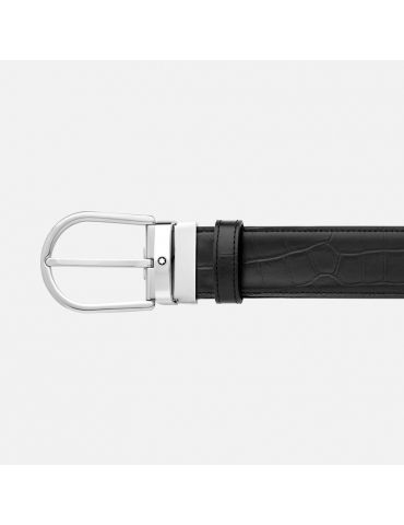 Cintura Montblanc Reversibile in Pelle Nera