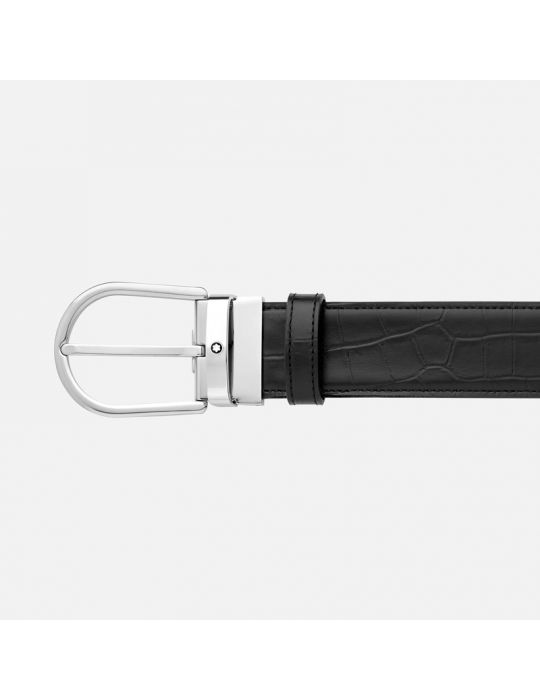 Cintura Montblanc Reversibile in Pelle Nera