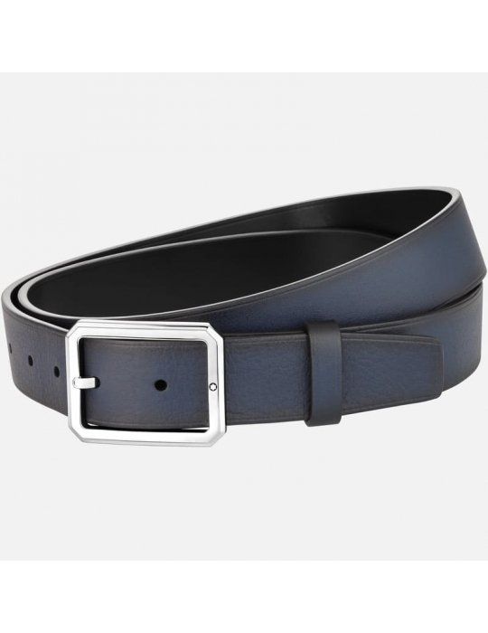 Cintura Montblanc reversibile da 35 mm in pelle blu/nera