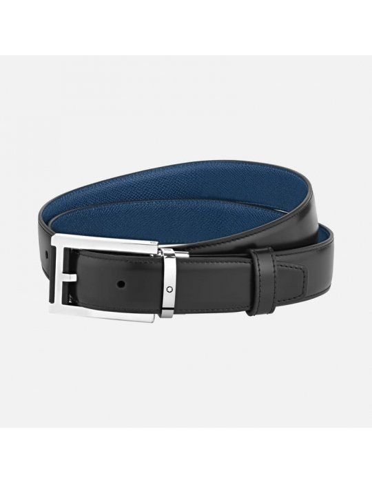 Cintura Montblanc reversibile in pelle nera/blu 30 mm