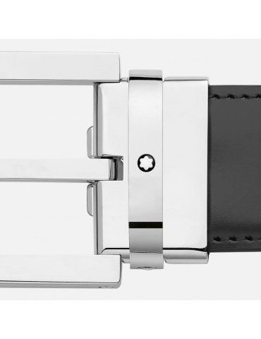 Cintura Montblanc reversibile in pelle nera/blu 30 mm