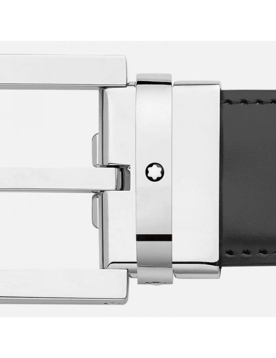 Cintura Montblanc reversibile in pelle nera/blu 30 mm