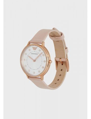 Orologio Emporio Armani da donna a due sfere con cinturino nude in pelle