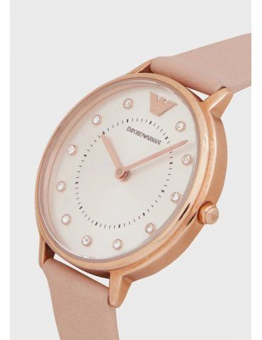 Orologio Emporio Armani da donna a due sfere con cinturino nude in pelle