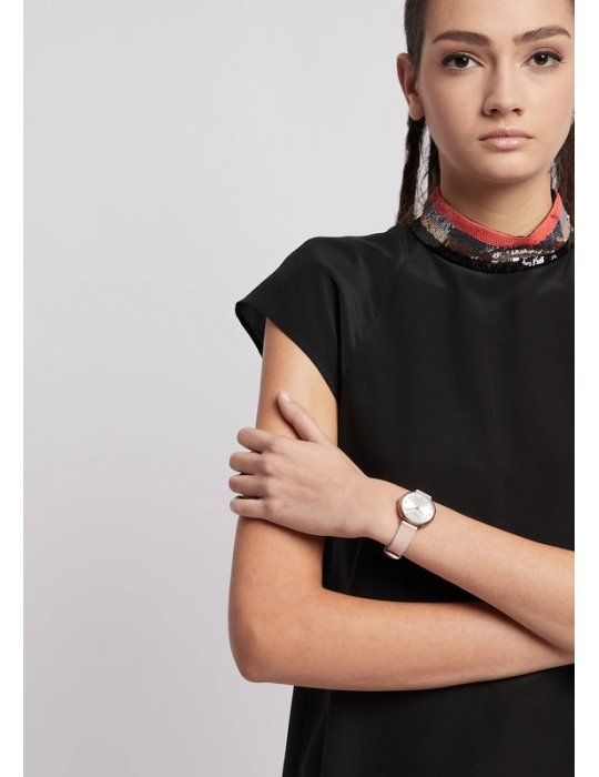 Orologio Emporio Armani da donna a due sfere con cinturino nude in pelle