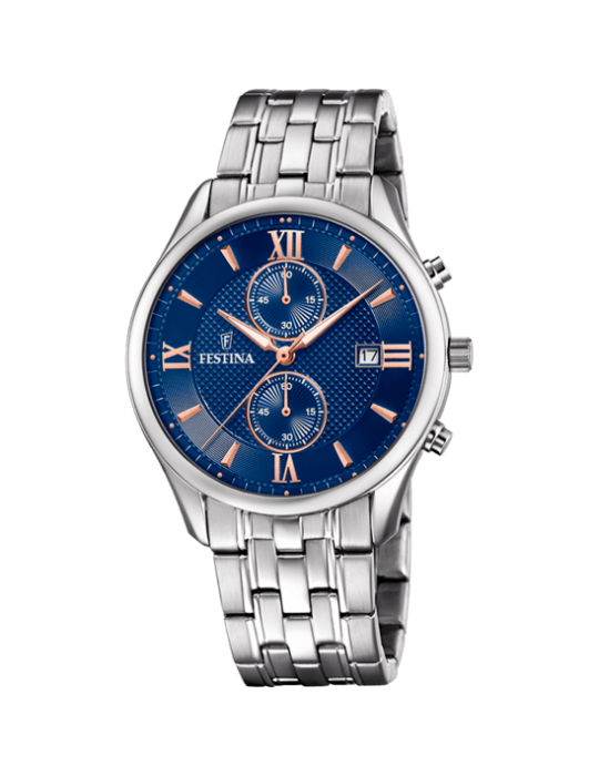 Orologio da Uomo Festina F6854/6 Azzurro con Cinghia in Acciaio Inossidabile 316L