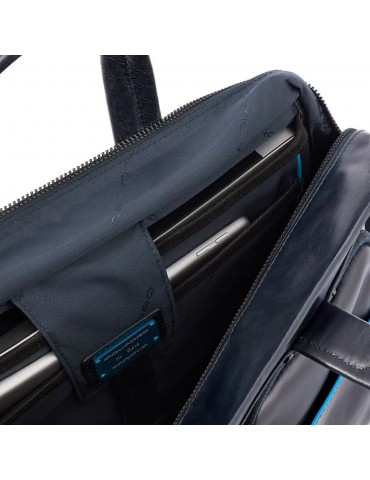 Cartellina Piquadro Sottile 14" Due Manici in Pelle Blue