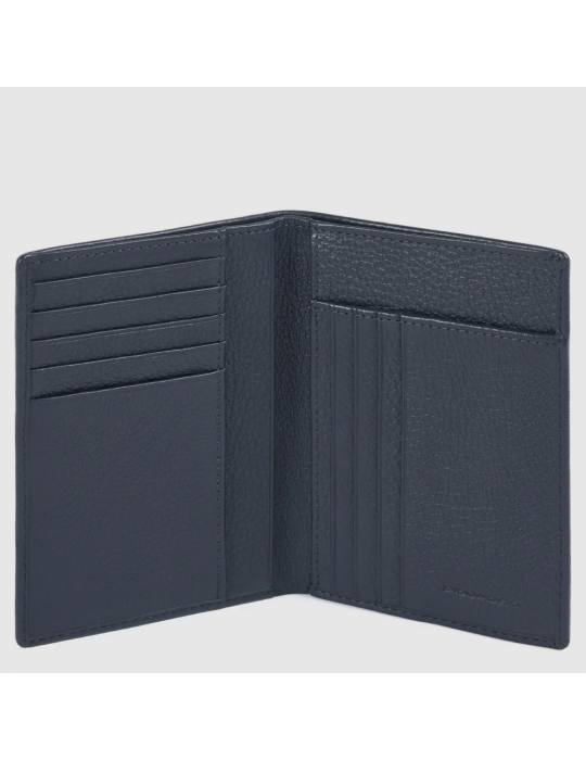 Portafoglio Piquadro Verticale Con Scomparti Per Carte Blu