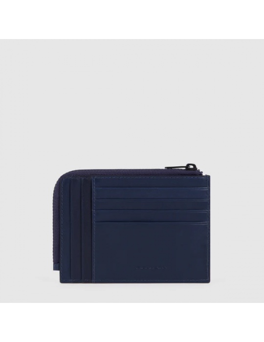 Porta Monete Piquadro Con Carte Di Credito Blu