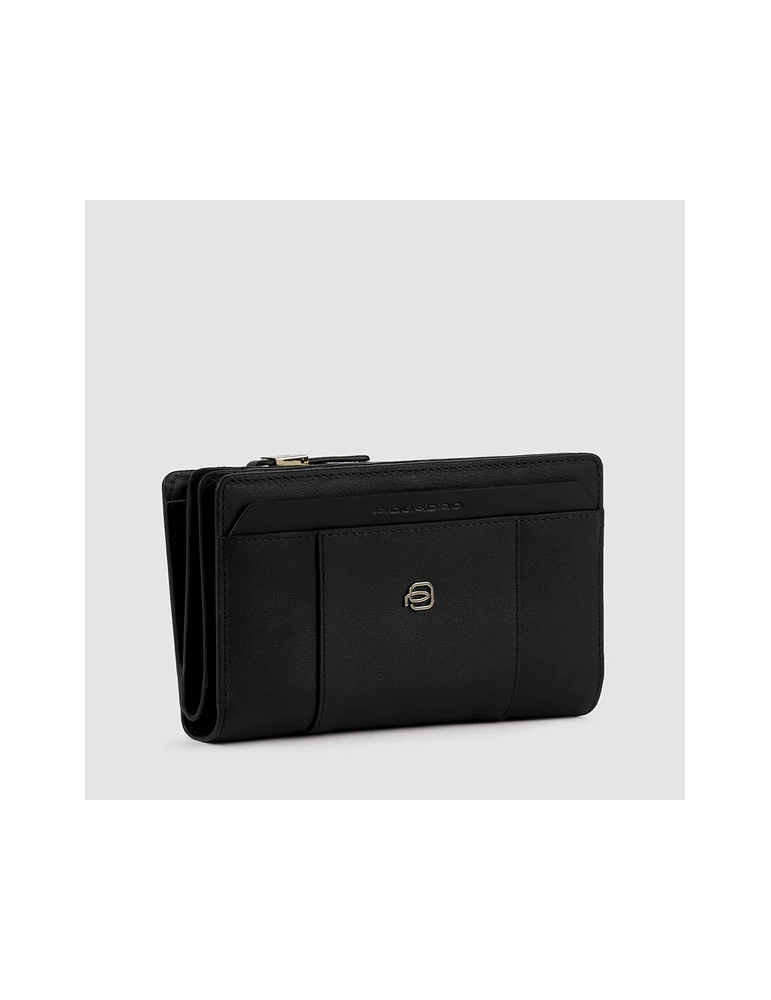 Portafoglio da donna lungo da donna con cinturino da polso porta carte di credito portafogli in pelle blu, Blu