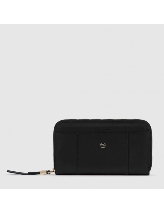 Portafoglio Piquadro Donna A Quattro Soffietti Con Zip Nero