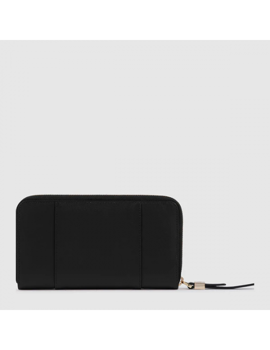 Portafoglio Piquadro Donna A Quattro Soffietti Con Zip Nero