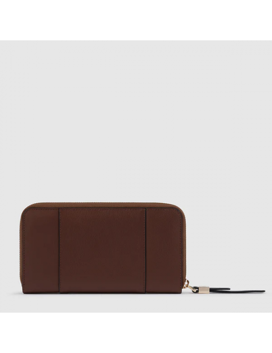 Portafoglio Piquadro Donna A Quattro Soffietti Con Zip Marrone