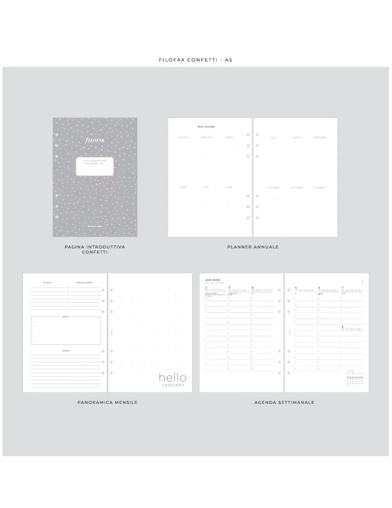 Filofax Organiseur De Poche Confettis Anthracite – Agenda Semainier Élégant & Compact