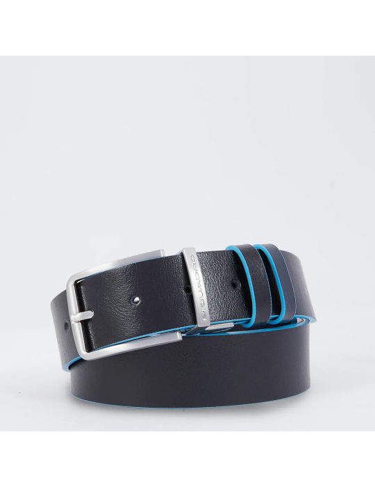 Cintura Piquadro Uomo Reversibile Con Fibbia Ad Ardiglione Nero E Blu